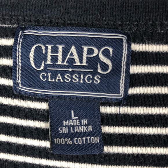 Chaps Y2K Vintage 3/4 Sleeve Striped Blue White Top Size Large - Picture 4 of 4
